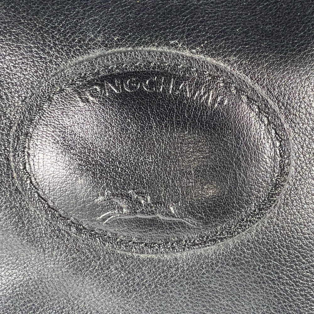 4903: Longchamp Le Foulonné Black Leather Weekender Duffel Travel Bag - Picture 14 of 16